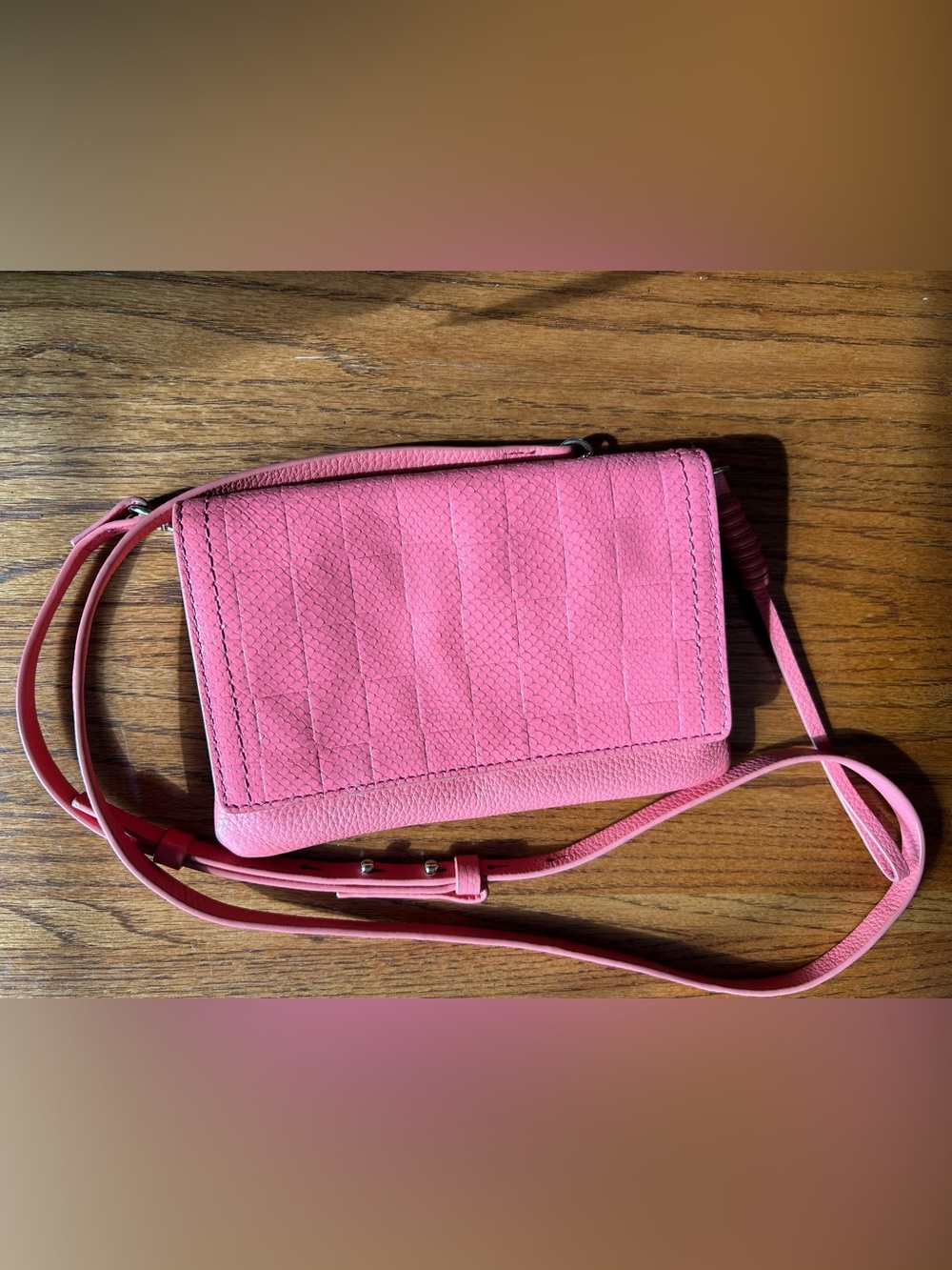 Vince Camuto Coral Pink Small Crossbody Purse w/Detachable Strap